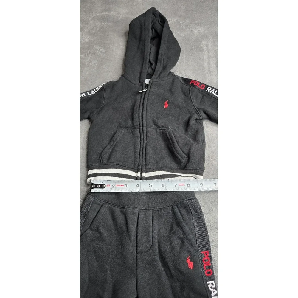 Polo Ralph Lauren Jogger Suit Full Zip Hoodie Kids Size 12 Months 2 Piece Black